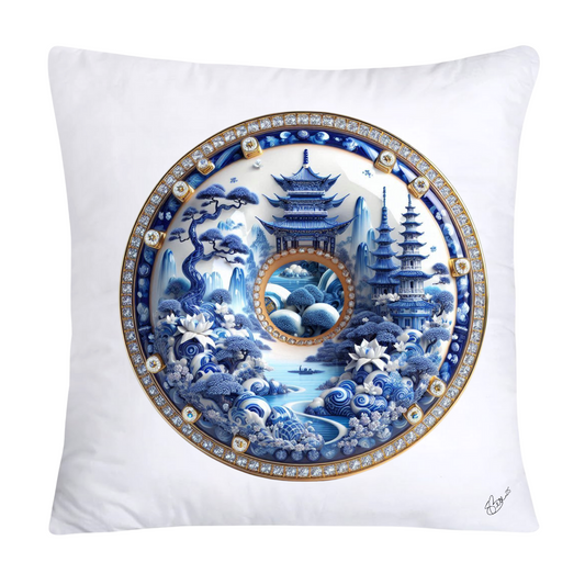 Blue Willow Whimsical Donut 18x18 Throw Pillow Covers-1368