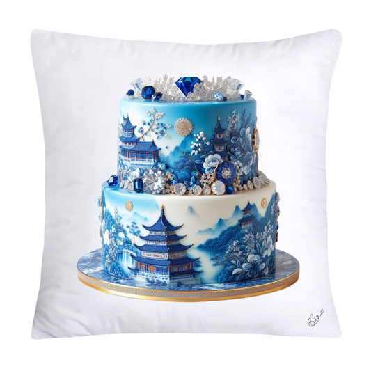 Blue Willow Sweet Cake 18x18 Pillow Covers-4872