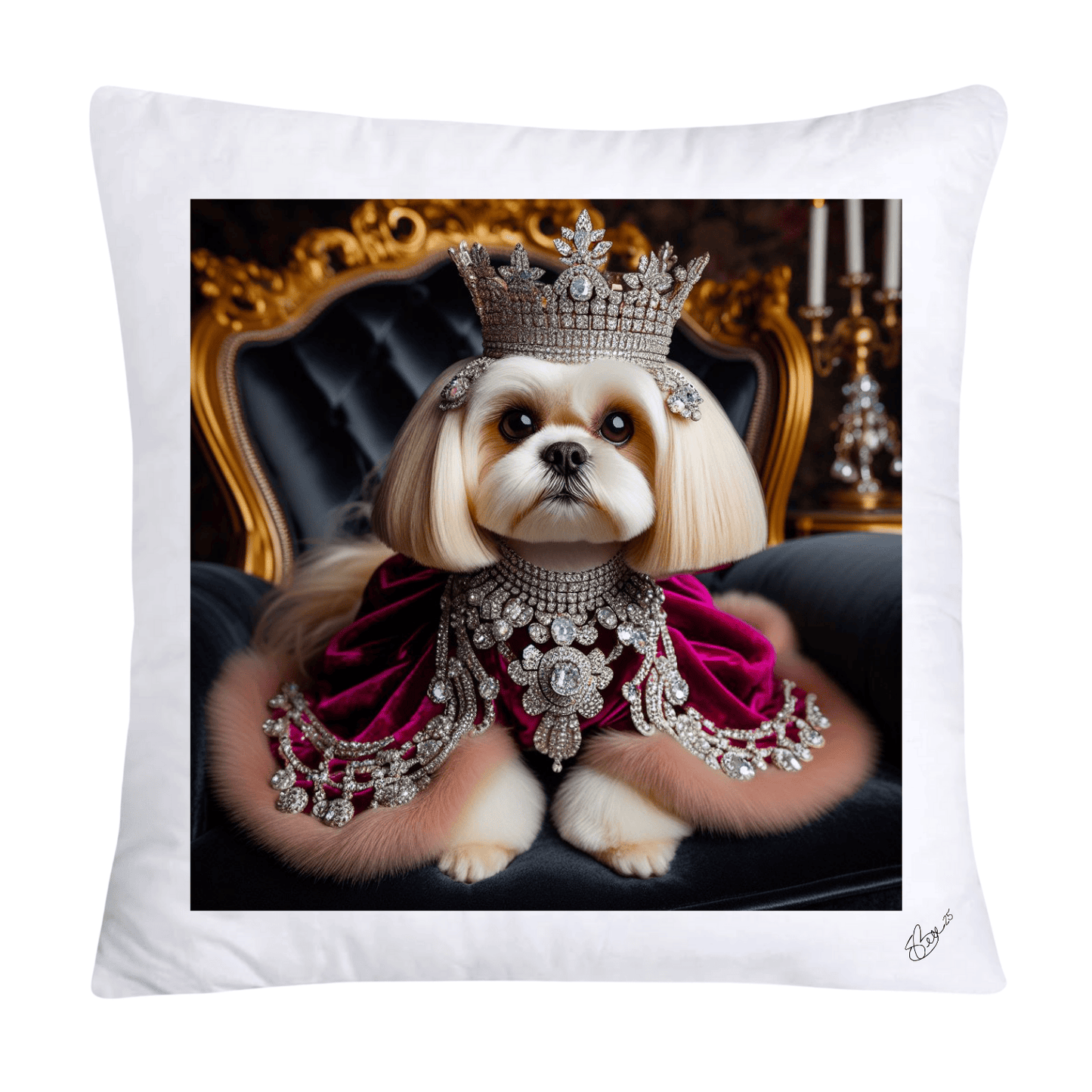 Royal Pet Portrait Pillow Covers 18X18-Shih Tzu at Versailles-2812