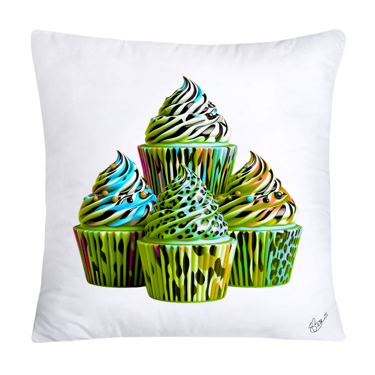 Wild Animal Print Cupcake Throw Pillow Covers 18x18-367
