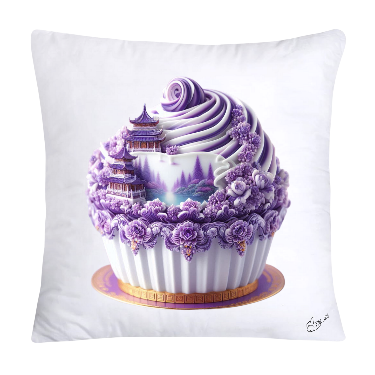 18x18 Purple Willow Chinoiserie Cupcake Throw Pillow Covers-5434