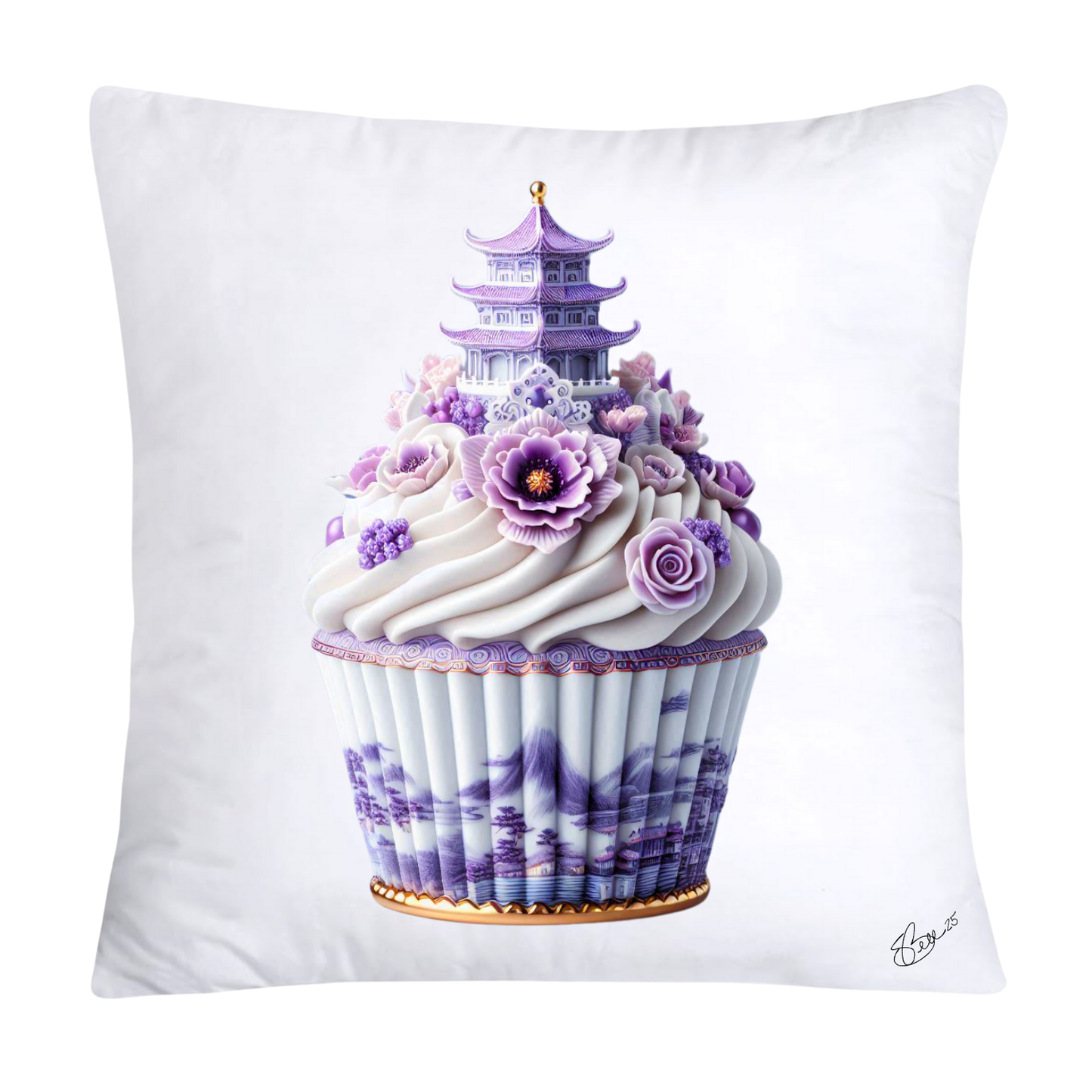 18x18 Purple Willow Chinoiserie Cupcake Throw Pillow Covers-5444