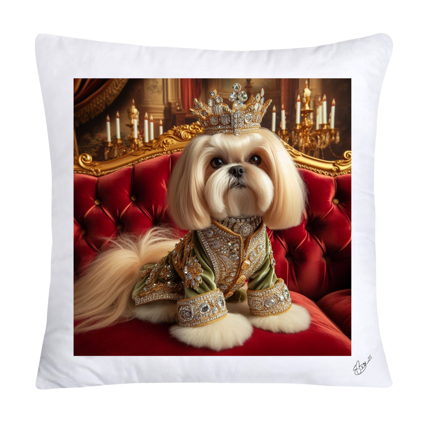 Royal Pet Portrait Pillow Covers 18X18-Shih Tzu at Versailles-2642