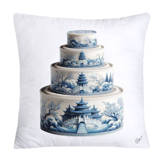 Blue Willow Sweet Cake 18x18 Pillow Covers-4893