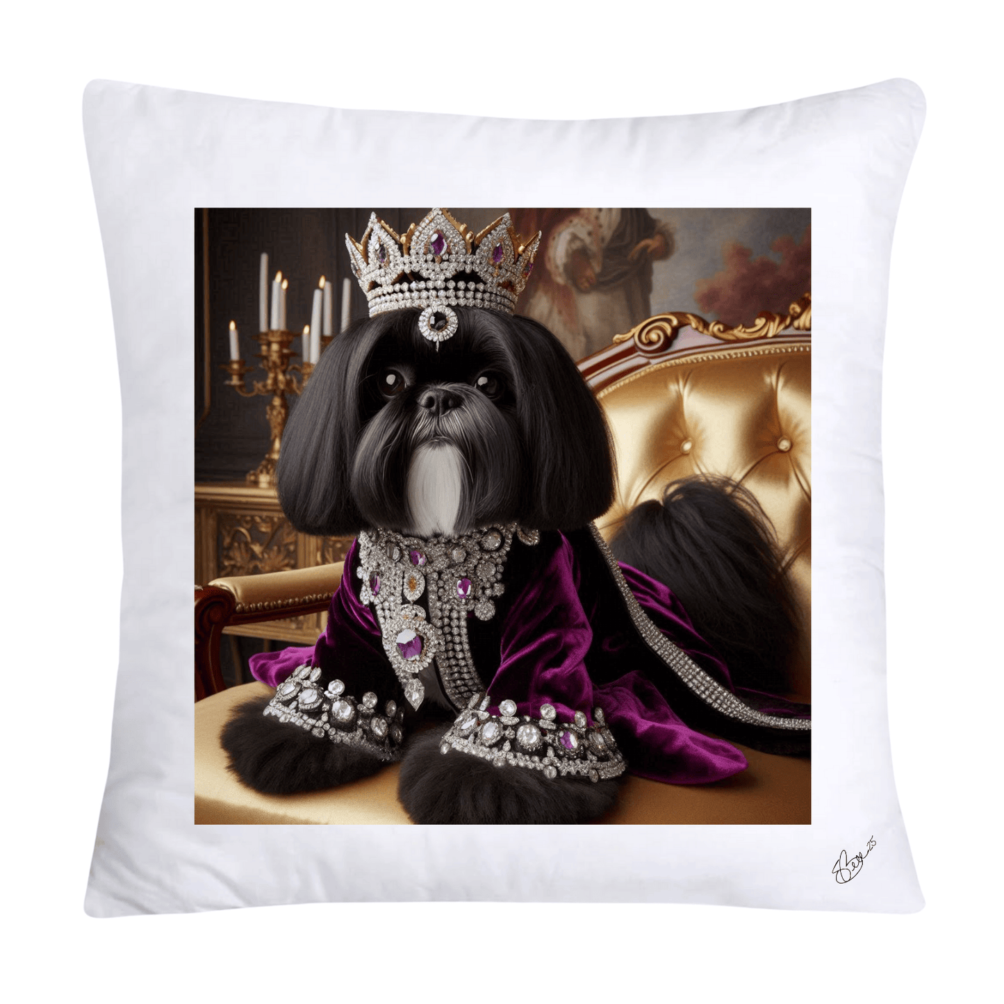 Royal Pet Portrait Pillow Covers 18X18-Shih Tzu at Versailles-2805