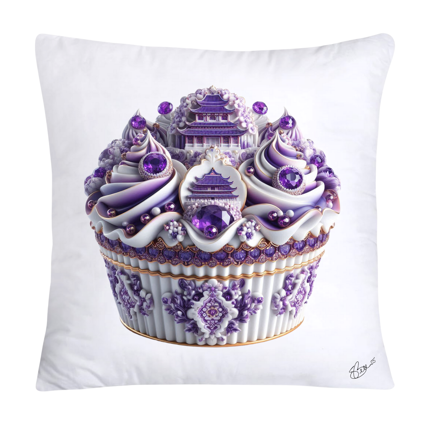 18x18 Purple Willow Chinoiserie Cupcake Throw Pillow Covers-5464