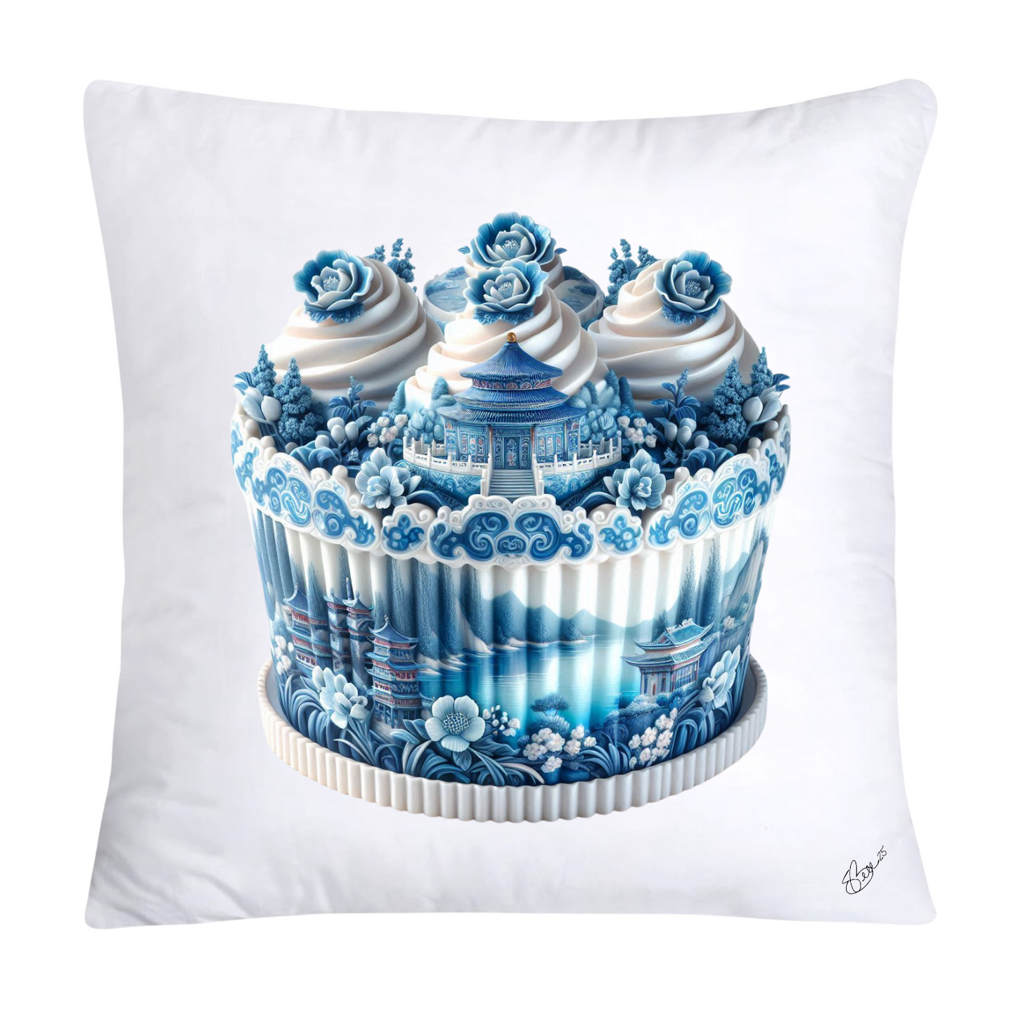 Blue Willow 18x18 Chinoiserie Cupcake Throw Pillow Covers-4953