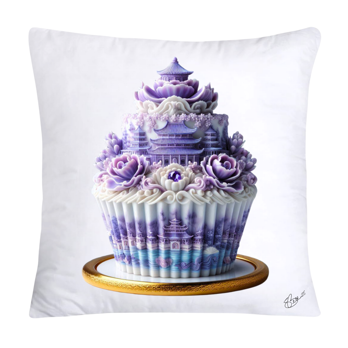 18x18 Purple Willow Chinoiserie Cupcake Throw Pillow Covers-5458