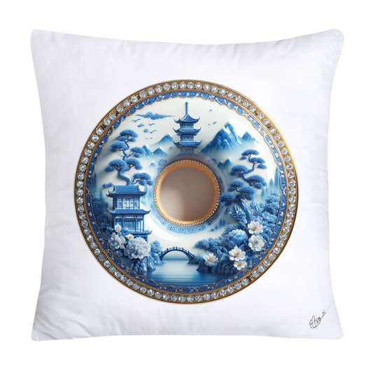 Blue Willow Whimsical Donut Throw Pillow Covers 18X18-1400