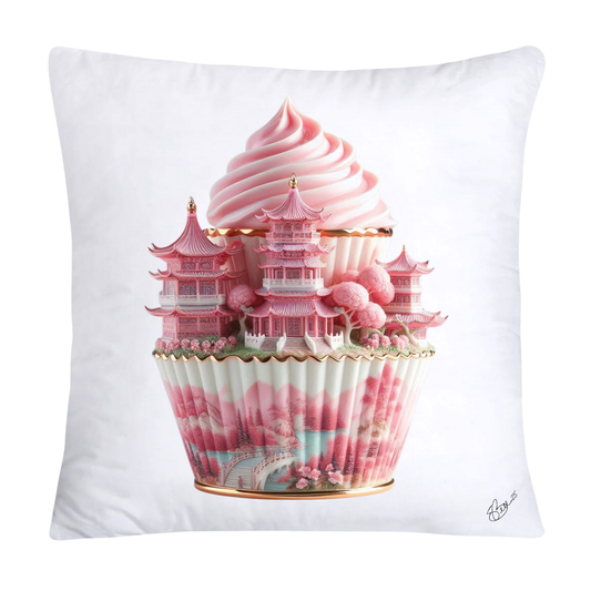 Pink Willow Chinoiserie Decorative Cupcake Throw Pillow Cover 18x18-2456