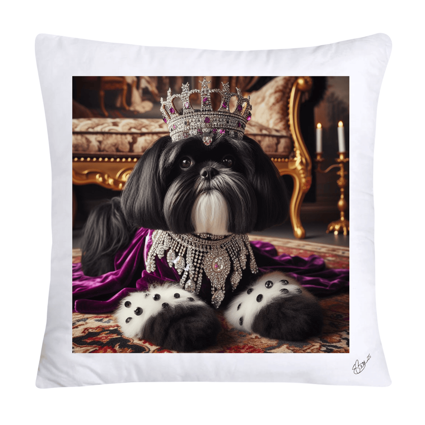 Royal Pet Portrait Pillow Covers 18X18-Shih Tzu at Versailles-2850