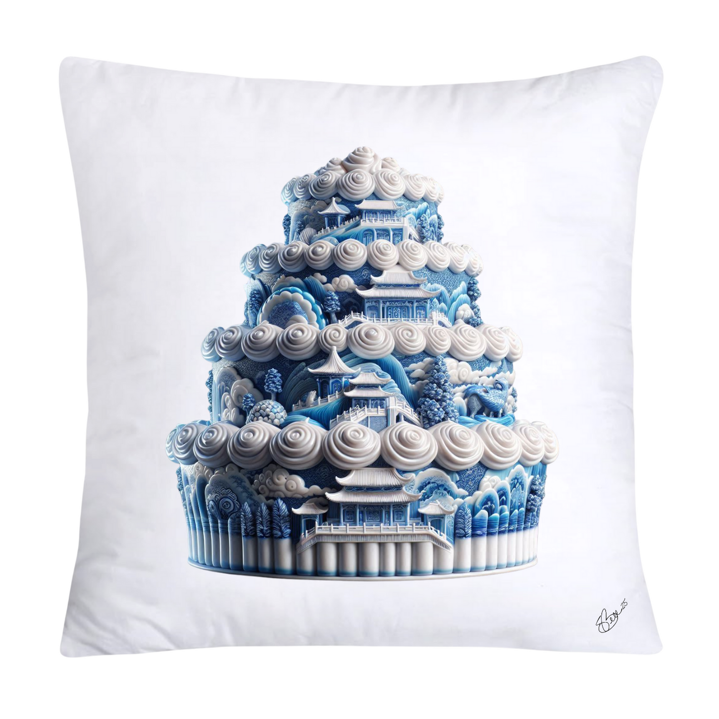 Blue Willow 18x18 Chinoiserie Cupcake Throw Pillow Covers-4959