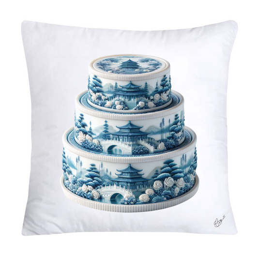 Blue Willow Sweet Cake 18x18 Pillow Covers-4888