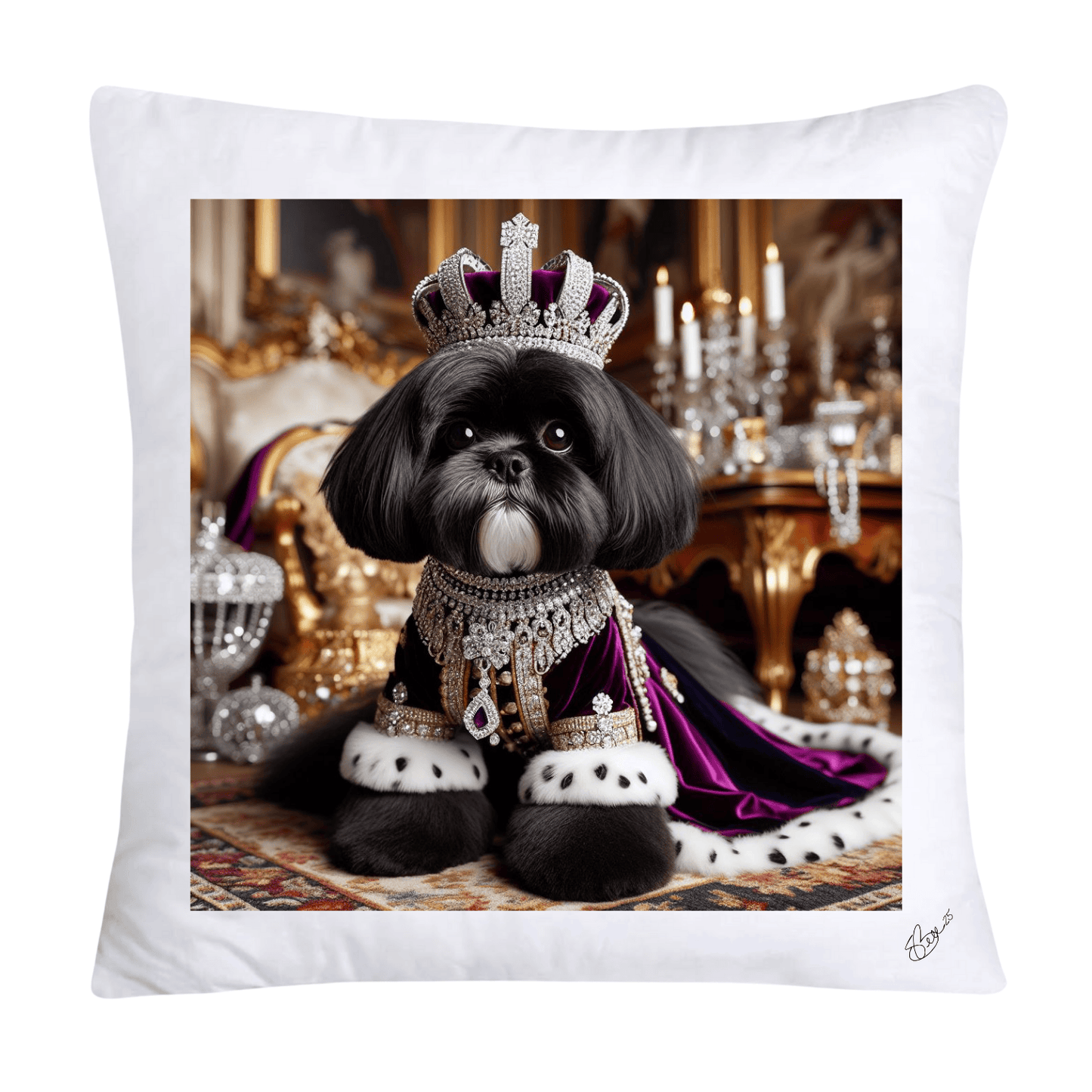 Royal Pet Portrait Pillow Covers 18X18-Shih Tzu at Versailles-2803