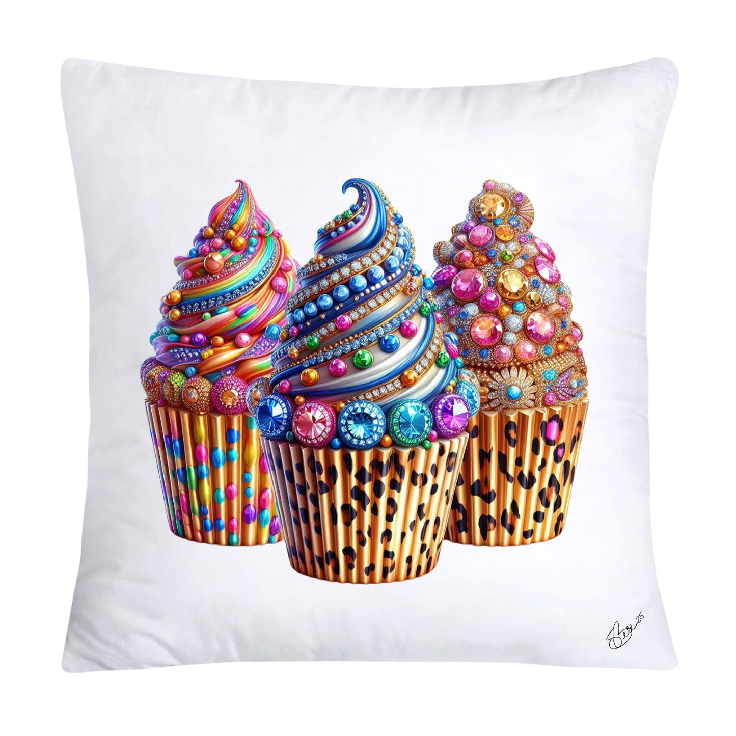Wild Animal Print Cupcake Throw Pillow Covers 18x18-888