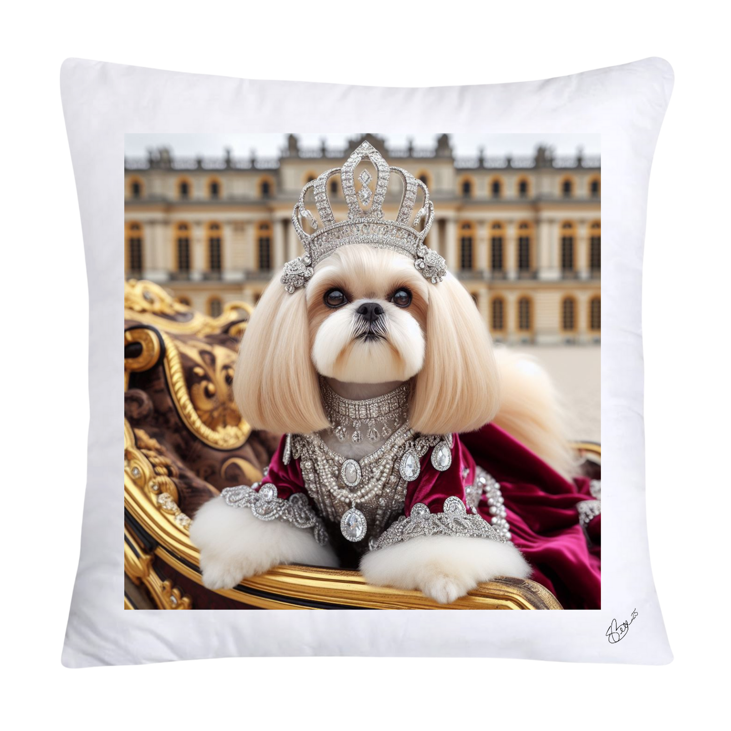 Royal Pet Portrait Pillow Covers 18X18-Shih Tzu at Versailles-2841