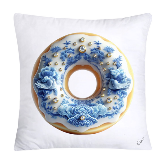 18x18 Blue Willow Whimsical Donut Throw Pillow Covers-1240