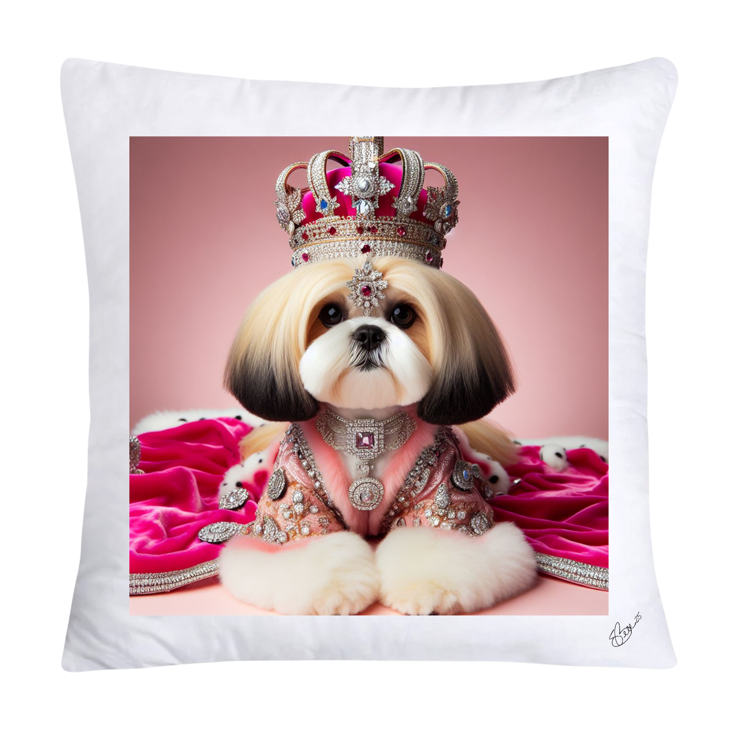 Royal Pet Portrait Pillow Covers 18X18-Shih Tzu at Versailles-2821