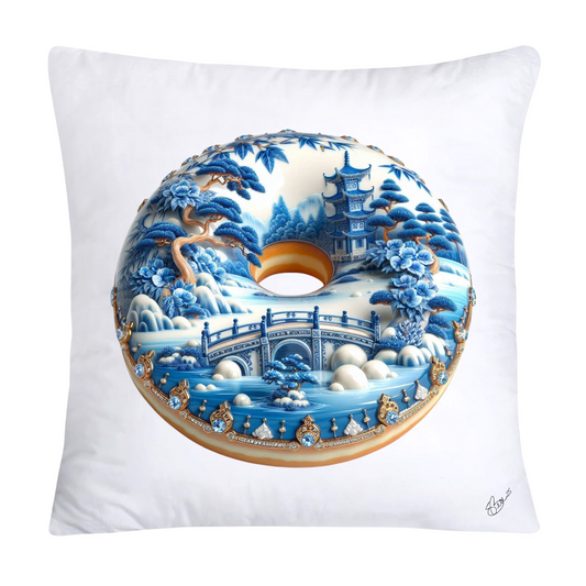 Blue Willow Whimsical Donut Throw Pillow Covers 18X18-1405