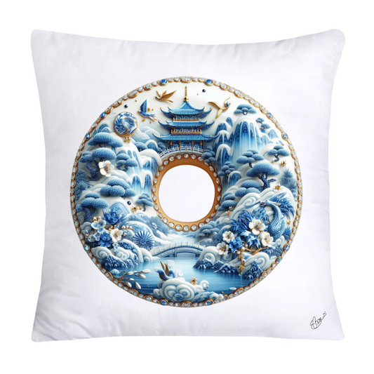 Blue Willow Whimsical Donut 18x18 Throw Pillow Covers-1361