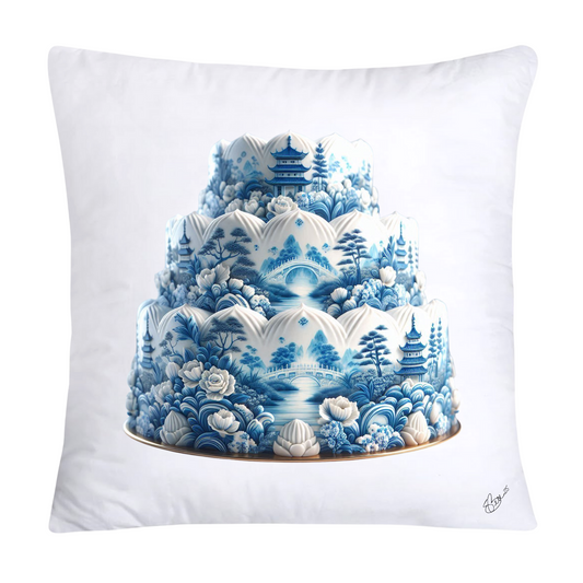 Blue Willow Sweet Cake 18x18 Pillow Covers-4912
