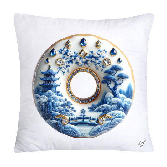 Blue Willow Whimsical Donut Throw Pillow Covers 18X18-1411