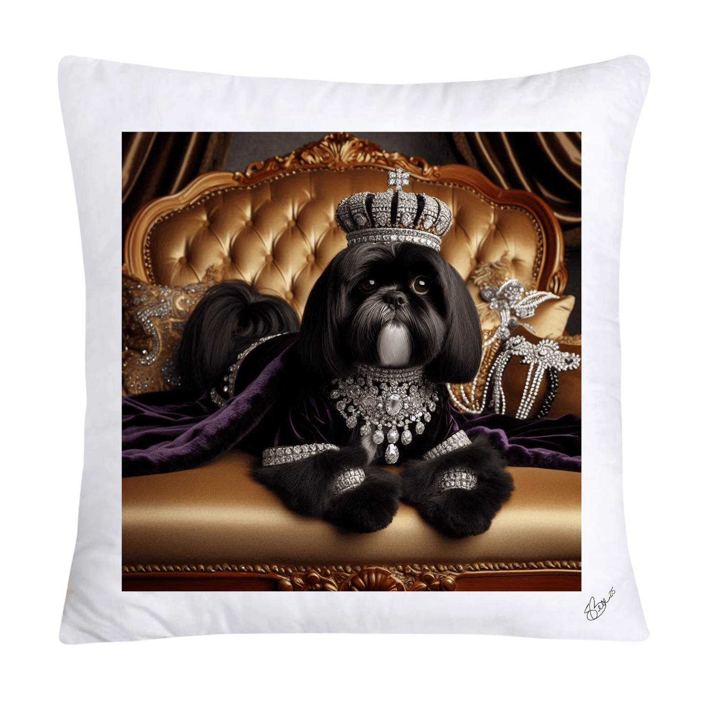 Royal Pet Portrait Pillow Covers 18X18-Shih Tzu at Versailles-2819