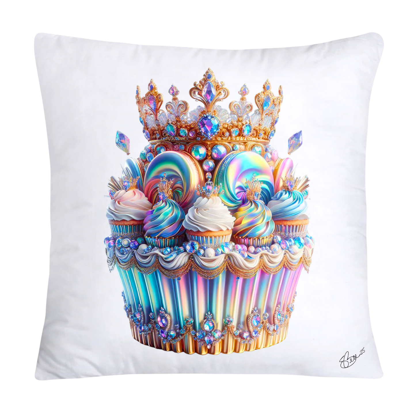Gold Iridescent Royal Cupcake Pillow Covers 18x18-4848