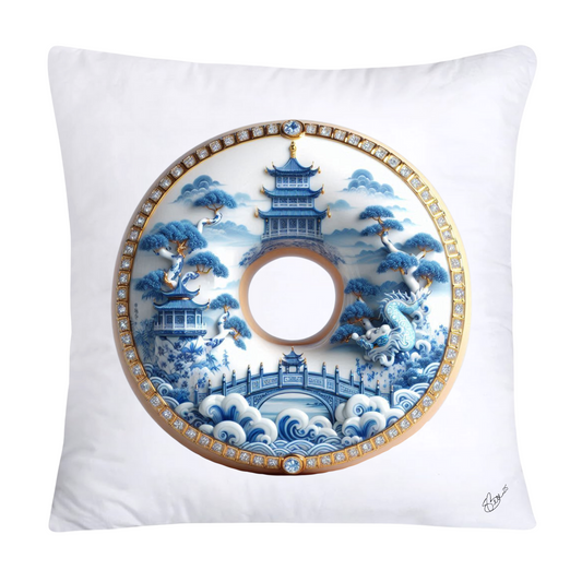 Blue Willow Whimsical Donut Throw Pillow Covers 18X18-1402