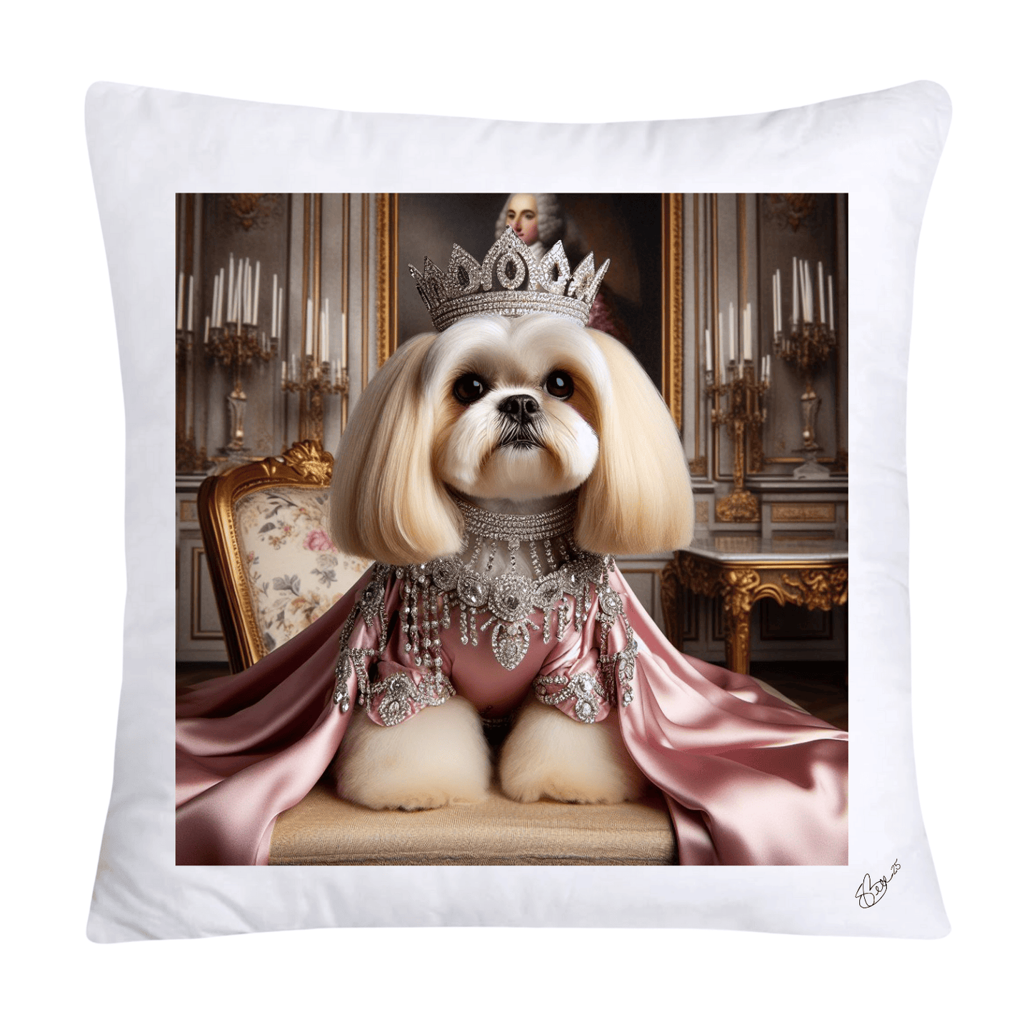 Royal Pet Portrait Pillow Covers 18X18-Shih Tzu at Versailles-2848