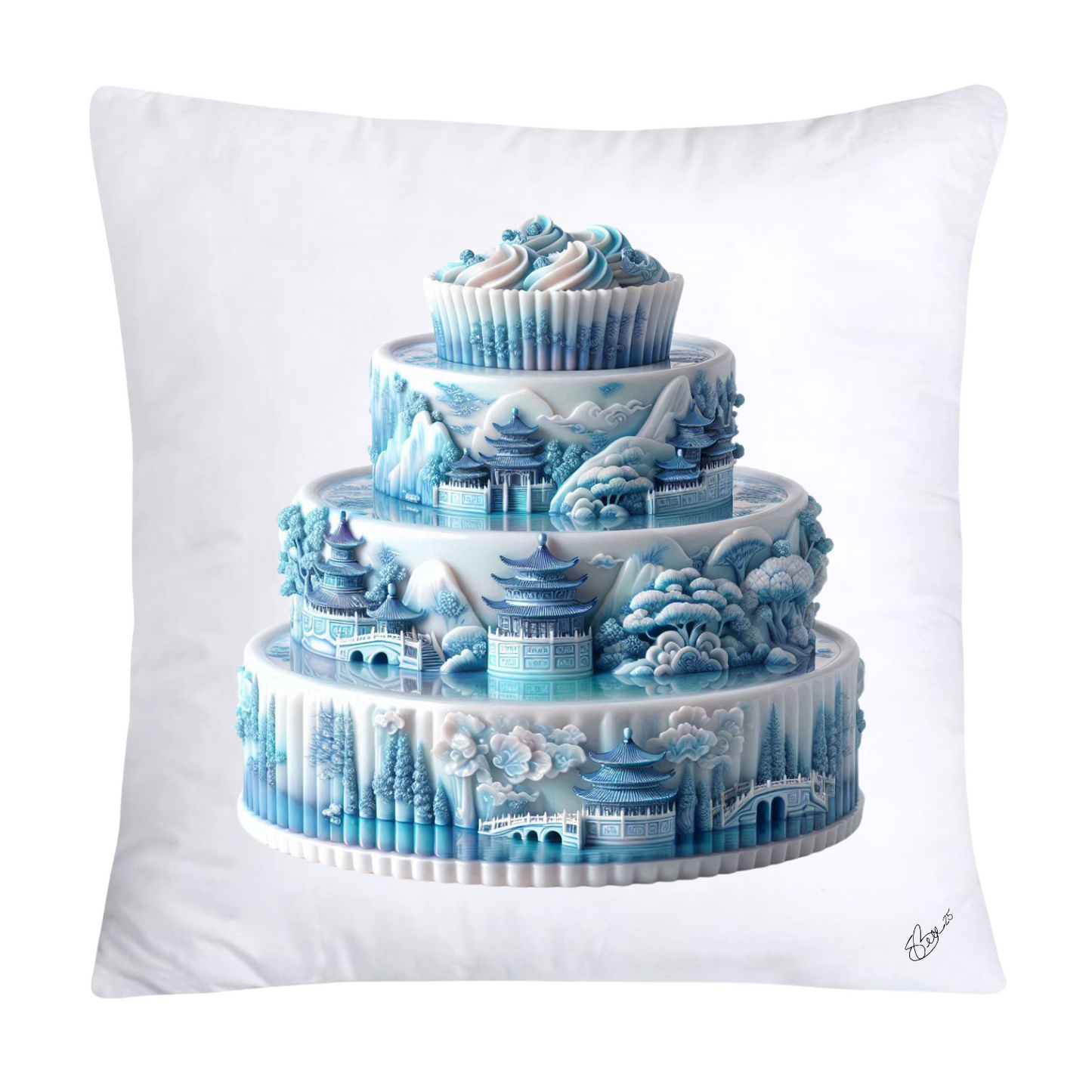 Blue Willow Sweet Cake 18x18 Pillow Covers-4902