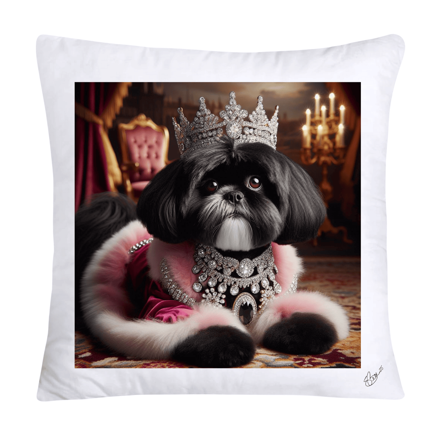 Royal Pet Portrait Pillow Covers 18X18-Shih Tzu at Versailles-2831