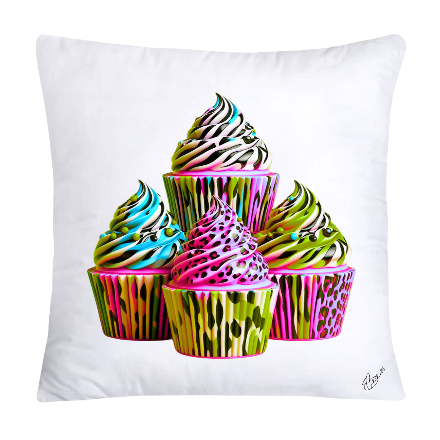 18x18 Wild Animal Print Cupcake Throw Pillow Covers-904