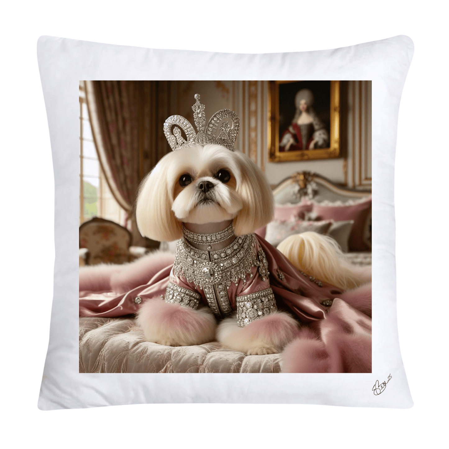 Royal Pet Portrait Pillow Covers 18X18-Shih Tzu at Versailles-2804