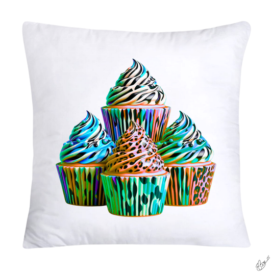 Wild Animal Print Cupcake Throw Pillow Covers 18x18-362