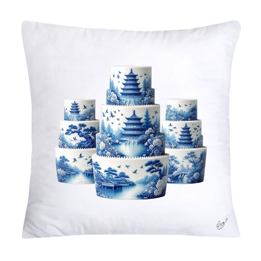 Blue Willow Sweet Cake 18x18 Pillow Covers-4906