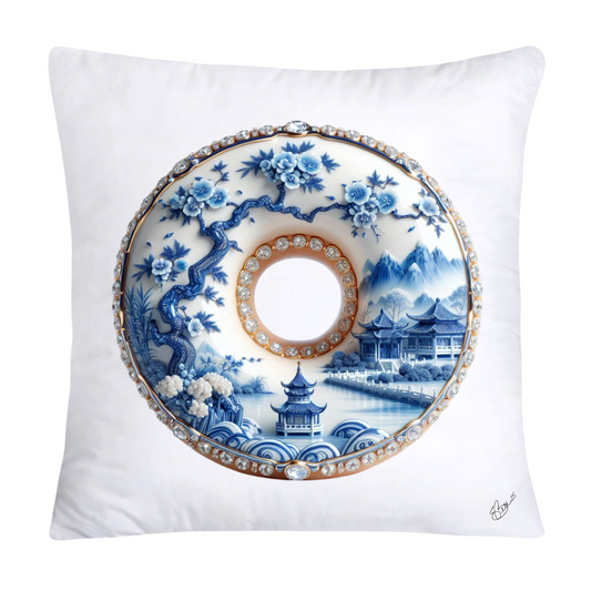 Blue Willow Whimsical Donut Throw Pillow Covers 18X18-1408