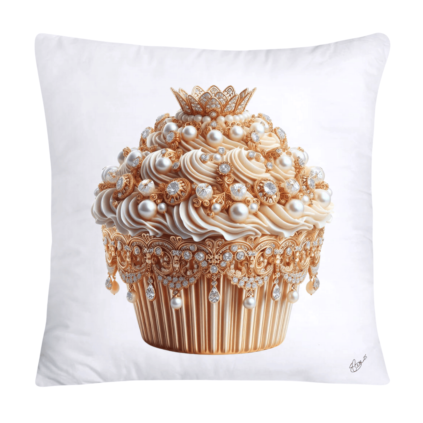 Gold Iridescent Royal Cupcake Pillow Covers 18x18-4851