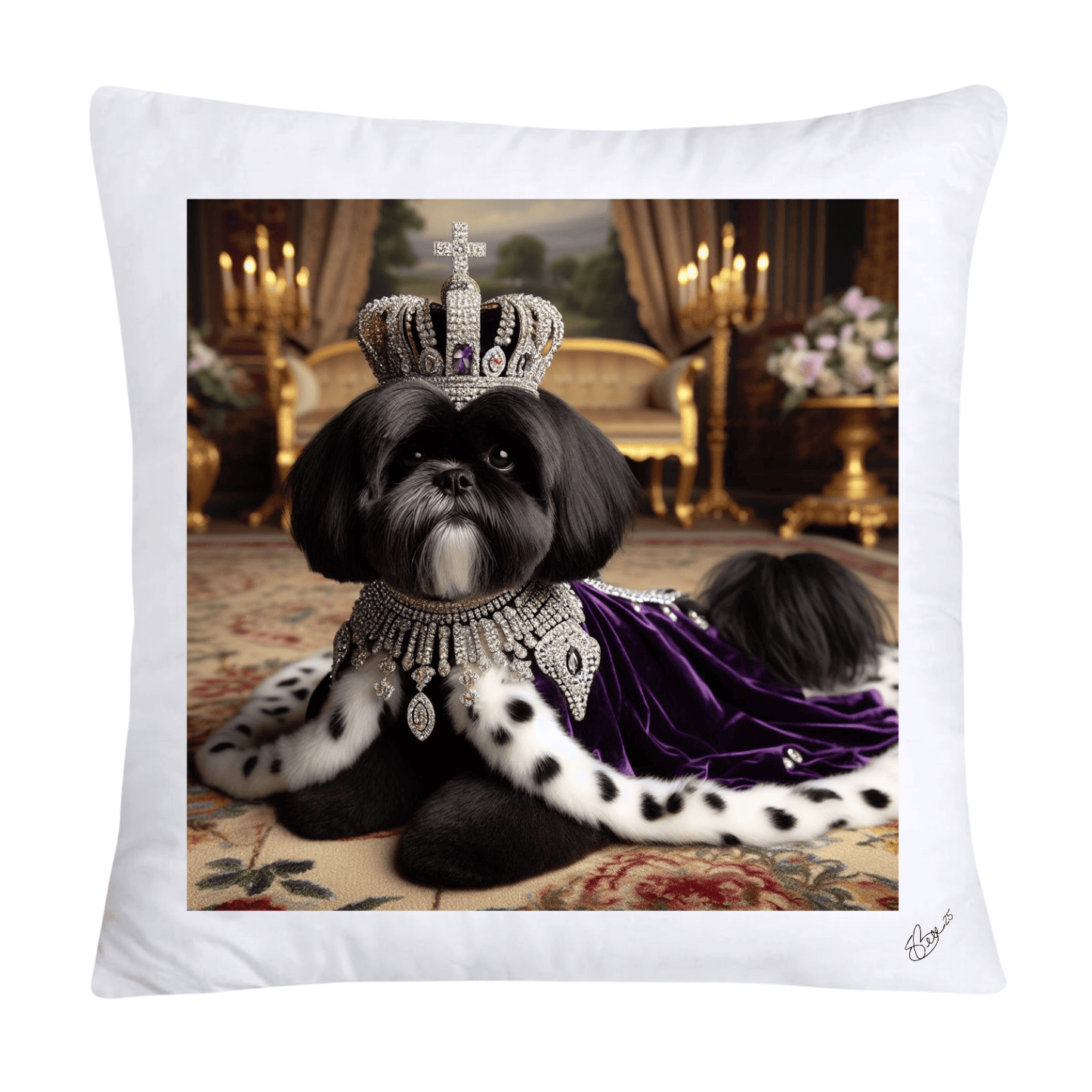 Royal Pet Portrait Pillow Covers 18X18-Shih Tzu at Versailles-2806