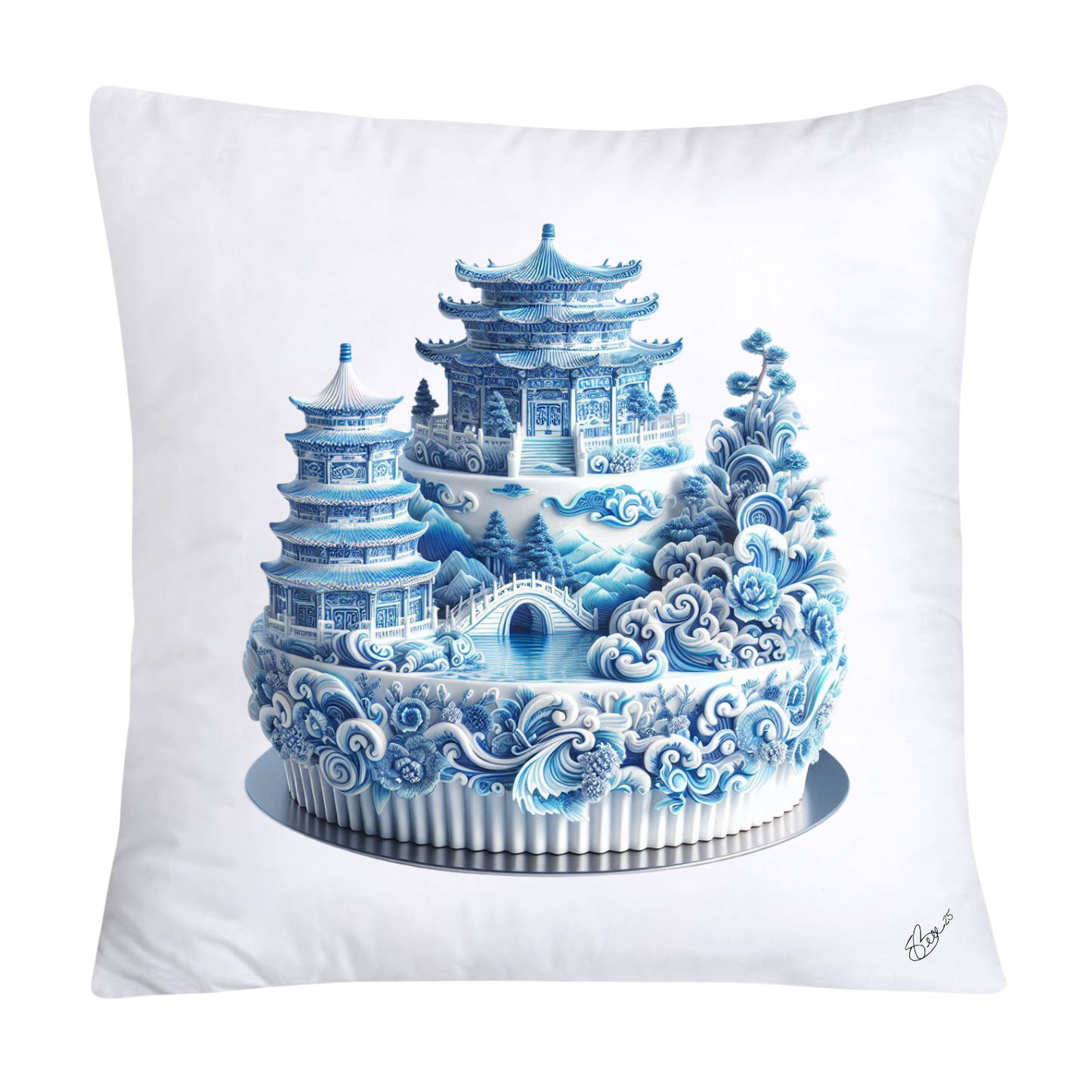 Blue Willow Sweet Cake 18x18 Pillow Covers-4910