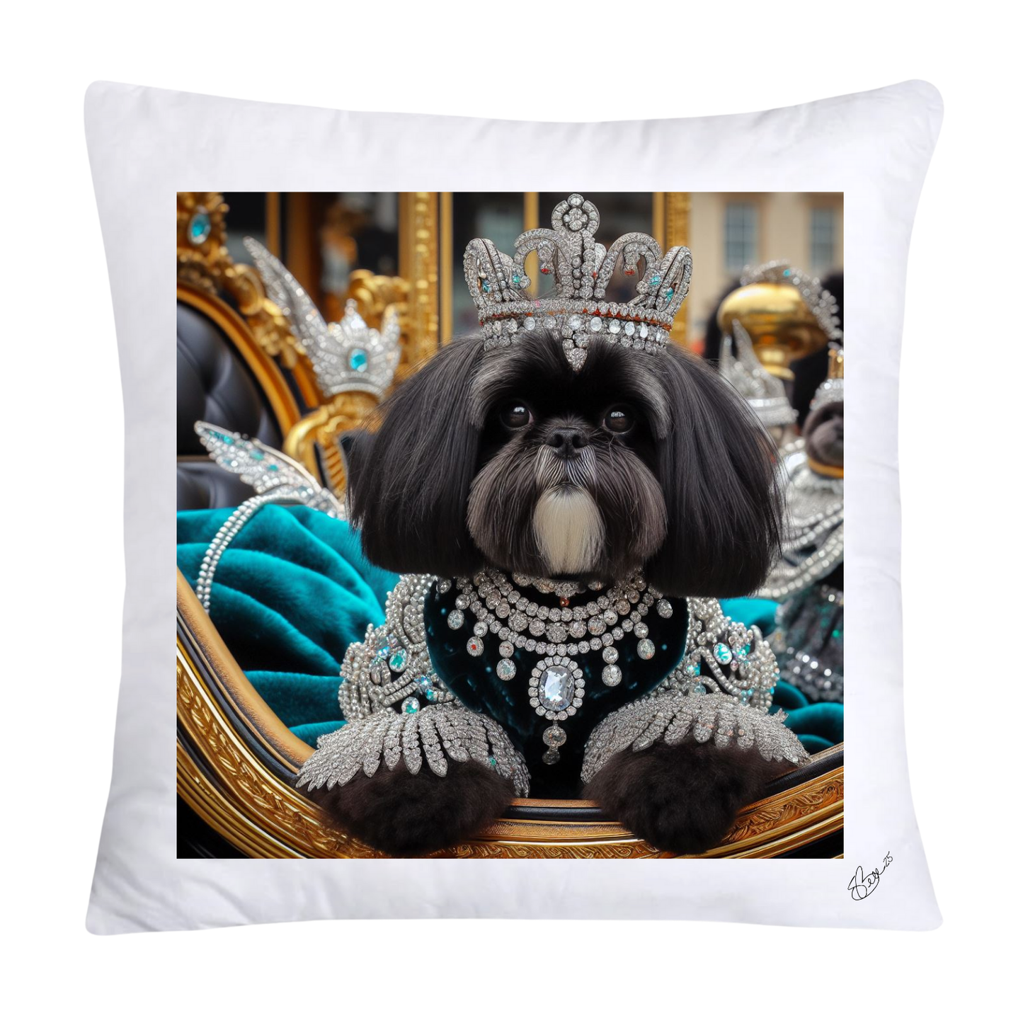 Royal Pet Portrait Pillow Covers 18X18-Shih Tzu at Versailles-2802
