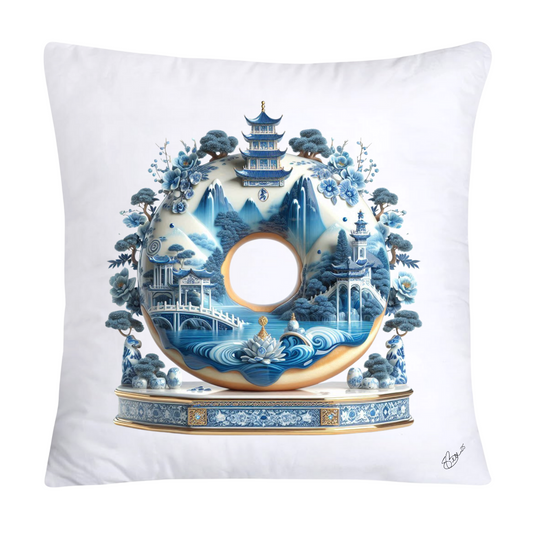 Blue Willow Whimsical Donut Throw Pillow Covers 18X18-1398