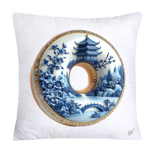 Blue Willow Whimsical Donut Throw Pillow Covers 18X18-1404
