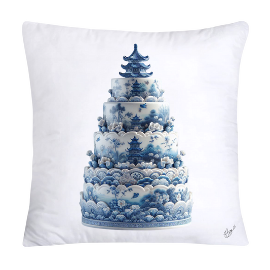 Blue Willow Sweet Cake 18x18 Pillow Covers-4896