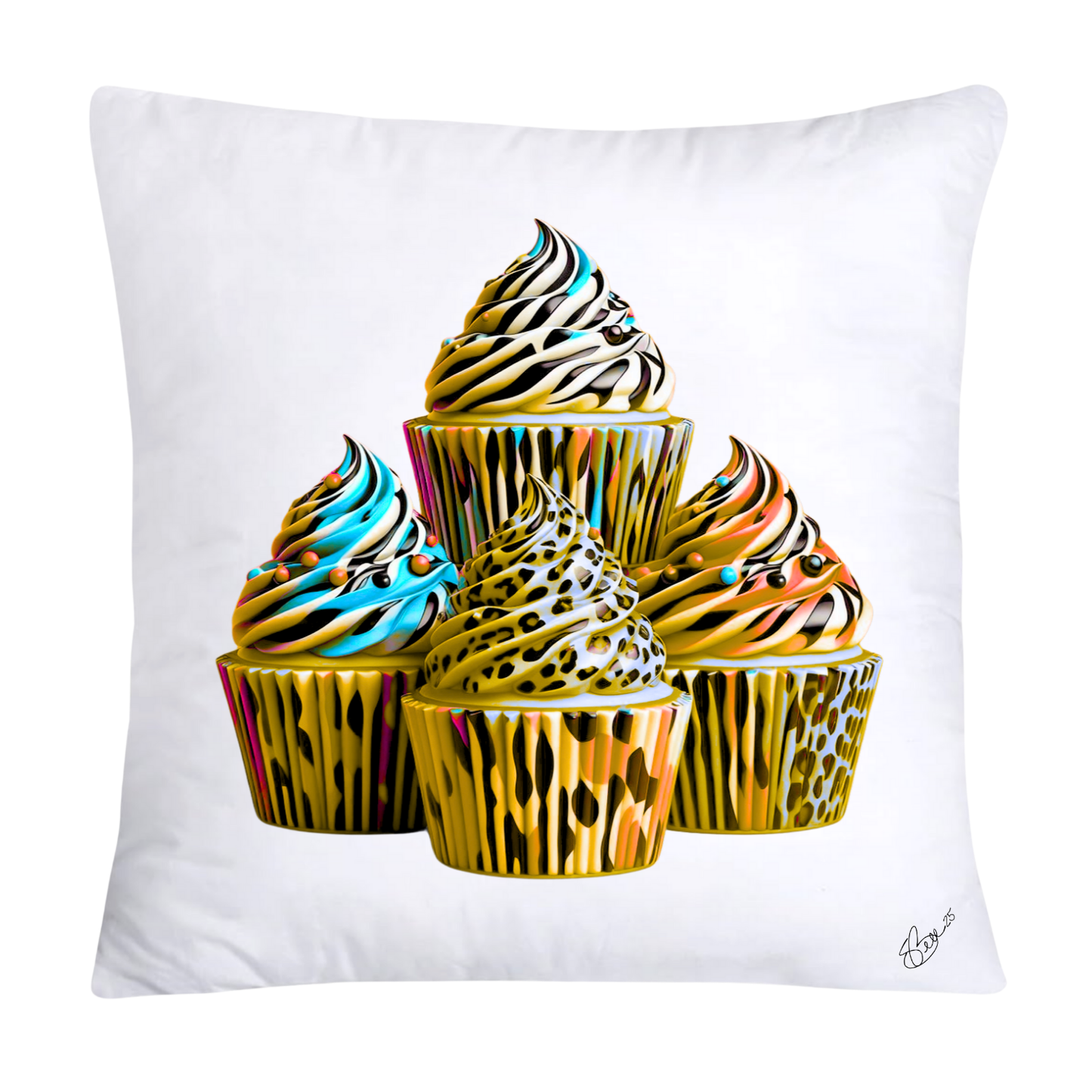 18x18 Wild Animal Print Cupcake Throw Pillow Covers-911