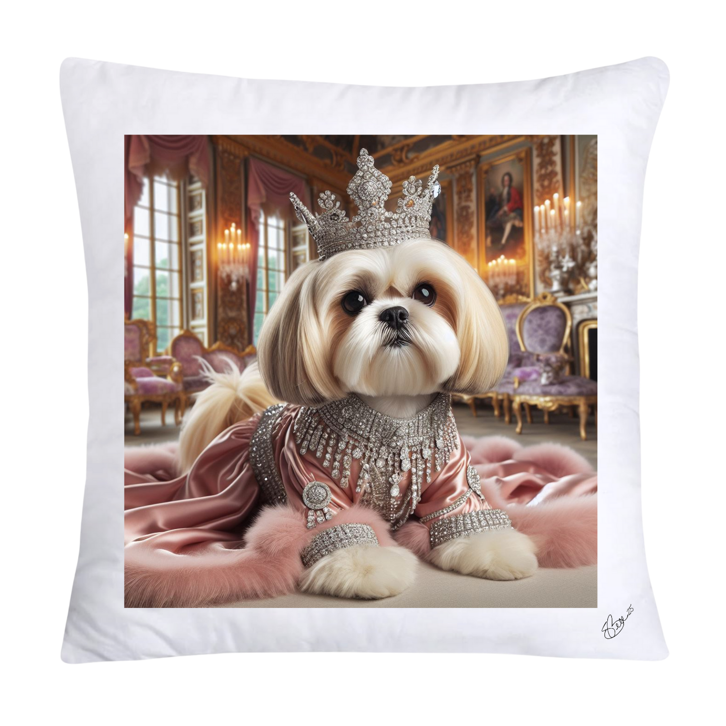 Royal Pet Portrait Pillow Covers 18X18-Shih Tzu at Versailles-2832