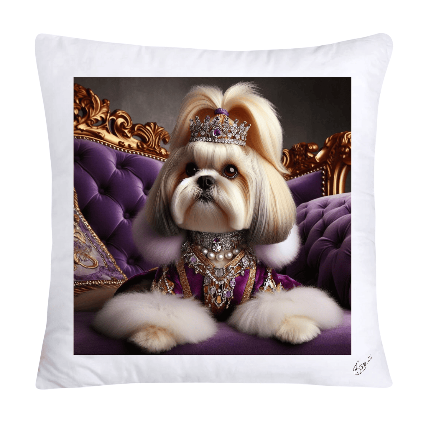 Royal Pet Portrait Pillow Covers 18X18-Shih Tzu at Versailles-2837