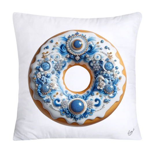 Whimsical Blue Willow Donut Throw Pillow Covers 18x18-1286