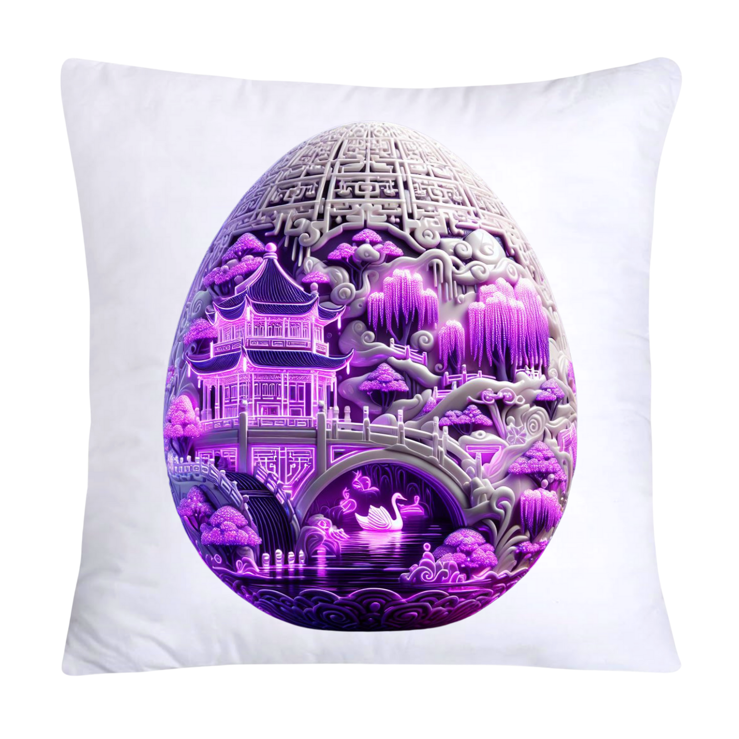 Purple Willow Egg Chinoiserie Throw Pillow Covers 18x18-1793