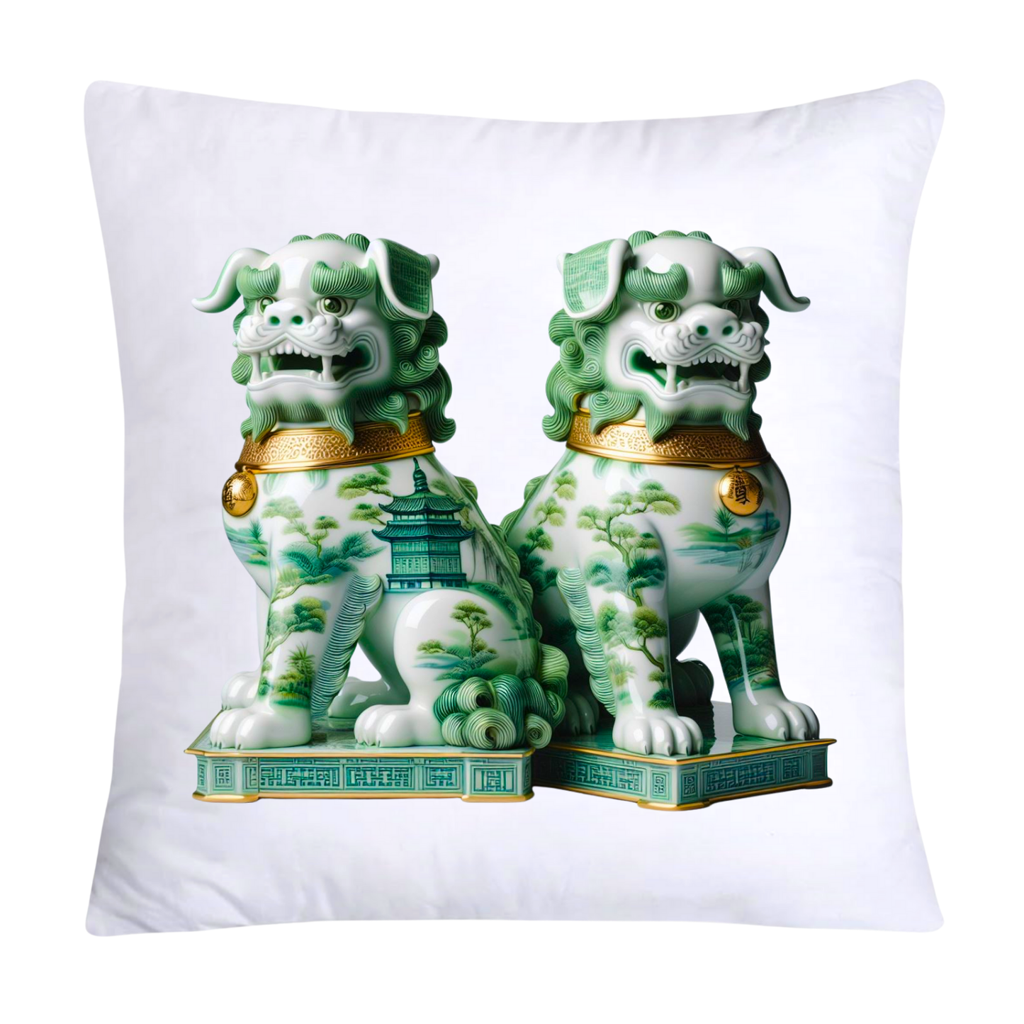 Green Willow Classic Foo Dogs Pillow Covers-1792